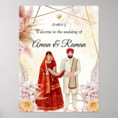 ボホ結婚シークのサインSikhカップル歓迎サイン ポスター (正面)