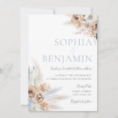 ボホ結婚ズ:ダスティーブルーズ&アイボリーボヘミアフローラ 招待状 (正面)