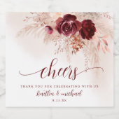 ボホ結婚パンパスグラス結婚ブルゴーニュ ビールラベル (シングルラベル)