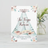 ボホ結婚式招待状ウォーターカラーフローラテペ 招待状 (スタンド正面)