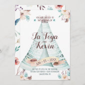 ボホ結婚式招待状ウォーターカラーフローラテペ 招待状 (正面/裏面)