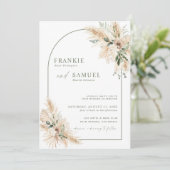 ボホ結婚式招待状 | Pampas Grass緑 招待状 (スタンド正面)