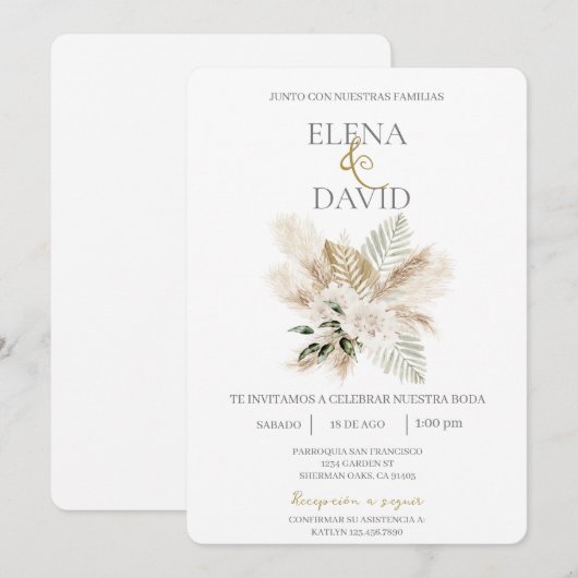 ボホ結婚招待状 招待状 (正面/裏面)