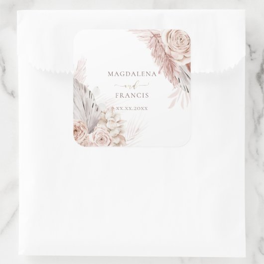 ボホ結婚花スクエアステッカー スクエアシール (バッグ)