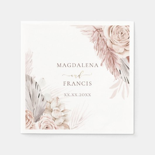 ボホ結婚花 スタンダードカクテルナプキン (正面)