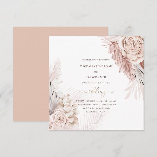 ボホ結婚花 招待状 (正面/裏面)