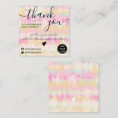 ボホ絞り染め水彩ピンク感謝してい順序 スクエア名刺 (正面/裏面)