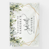 ボホ緑のユーカリの葉の金ゴールド甘い16 横断幕 (縦)