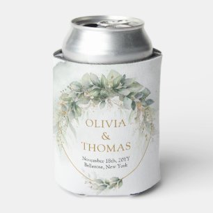 ボホ緑のユーカリの葉金ゴールド楕円 缶クーラー