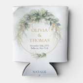 ボホ緑のユーカリの葉金ゴールド楕円 缶クーラー (正面)