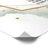 ボホ緑のユーカリ葉金ゴールド枠テーブル ポスター (角)