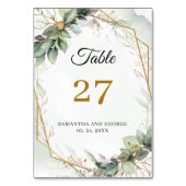 ボホ緑のユーカリ葉金ゴールド枠 テーブルナンバー (裏面)