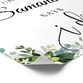 ボホ緑の多肉質ブライダルカウントダウン標識 ポスター (角)