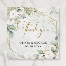 ボホ緑ユーカリ白花メッセージカード