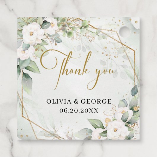 ボホ緑ユーカリ白花メッセージカード フェイバータグ (裏面)