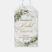 ボホ緑ユーカリ金ゴールド枠ブライダルシャワー ギフトタグ (裏面)