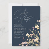 ボホ繊細な野の花海軍結婚ズ 招待状 (正面)