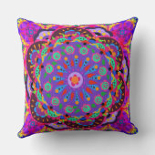 ボホ美しい | 紫とピンクのフローラ クッション (裏面)