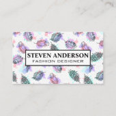 ボホ羽毛模様の背景 名刺 (正面)