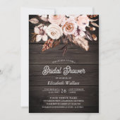 ボホ自然アイボリーフローラフォトウッドブライダルシャワー 招待状 (正面)