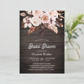 ボホ自然アイボリーフローラフォトウッドブライダルシャワー 招待状 (スタンド正面)