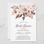 ボホ自然アイボリーフローラフォトブライダルシャワー 招待状 (正面)