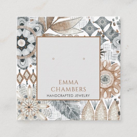 ボホ自然イヤリング表示カード スクエア名刺 (正面)