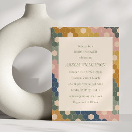 ボホ自然シックヴィンテージモダンブライダルシャワー 招待状