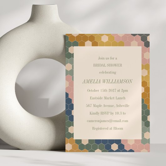 ボホ自然シックヴィンテージモダンブライダルシャワー 招待状