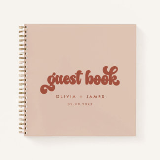 ボホ自然テラコッタピンク結婚クズゲストブック ノートブック