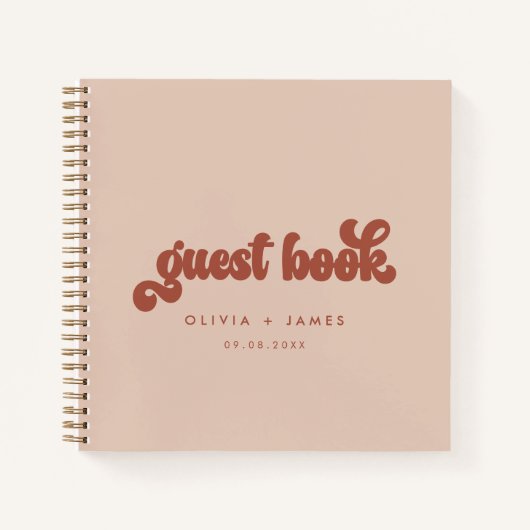 ボホ自然テラコッタピンク結婚クズゲストブック ノートブック (正面)