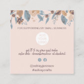 ボホ自然トーンフローラの水の色の感謝してい順序は、 スクエア名刺 (裏面)