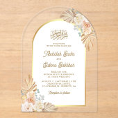 ボホ自然フローラアーチムスリム結婚ズ アクリル招待状 (正面)