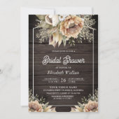 ボホ自然フローラトープ写真木材ブライダルシャワー 招待状 (正面)