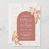 ボホ自然フローラパンパスシナモンバラ結婚ズ 招待状 (正面)