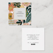 ボホ自然ブラウンブラックトロピカルフローラ スクエア名刺 (正面/裏面)