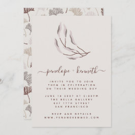 ボホ自然ブルゴーニュとタウペ結婚ボタニカル 招待状