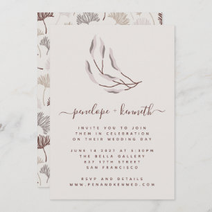 ボホ自然ブルゴーニュとタウペ結婚ボタニカル 招待状