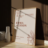 ボホ自然ベージュ結婚の歓迎サイン ポスター