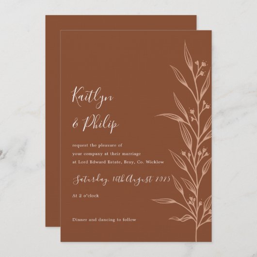 ボホ自然ボタニカルエレガントアイボリー招待状 招待状 (正面/裏面)