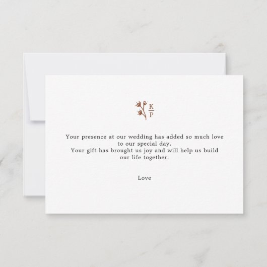 ボホ自然ボタニカルエレガントアイボリー サンキューカード (裏面)