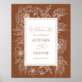 ボホ自然ボタニカルテラコッタ結婚の歓迎 ポスター