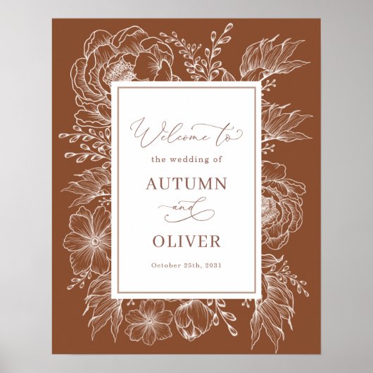 ボホ自然ボタニカルテラコッタ結婚の歓迎 ポスター (正面)