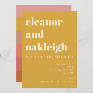 ボホ自然ラストイエロモダンジオメト結婚リ 招待状