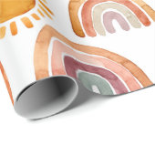 ボホ自然ーモダンレインボーと太陽 ラッピングペーパー (ロールコーナー)