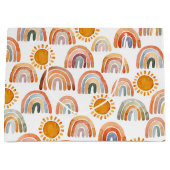 ボホ自然ーモダンレインボーと太陽 ラージペーパーバッグ (正面)