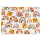 ボホ自然ーモダンレインボーと太陽 ラージペーパーバッグ (裏面)