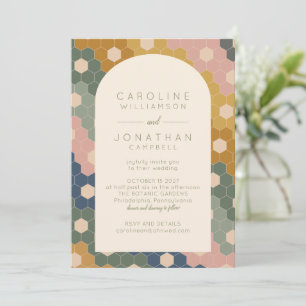ボホ自然幾何学的シックモダン結婚ズ 招待状