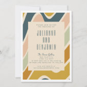 ボホ自然抽象芸術波形スワールパステル結婚ズ 招待状 (正面)