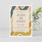 ボホ自然抽象芸術波形スワールパステル結婚ズ 招待状 (スタンド正面)